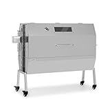 Klarstein Asador Giratorio Barbacoa, Parrilla Giratoria 2 en 1, Asador Barbacoa Electrico, Parrilla de Cerdo Extra Grande con Ruedas, Asador Pollos Giratorio Exterior Rejilla Acero Inoxidable