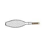 Fackelmann Parrilla para Pescado Reversible, Utensilio de Barbacoa, Besuguera de Acero con revestimiento especial antiadherente, Mango de Madera, 60 x 13 cm, 1ud