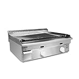 Romux® - Barbacoa Piedra Volcánica a Gas 100 cm Sobremesa | Barbacoa Industrial de Calidad Profesional para Restaurantes y Empresas de Catering Conserva Todo el Sabor Bebido a su Piedra Volcánica