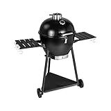 Bruzzzler Barbacoa de metal Kamado, alternativa económica a la parrilla de porcelana Kamado, utilizable como una parrilla de carbón vegetal o cerrada para asar o ahumar indirectamente, 2 ruedas