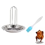 SJBAUTYO 1 soporte de pollo para asar pollo de acero inoxidable, estante para tostador de pollo plegable, soporte vertical antiadherente para horno o barbacoa, accesorios para asador de pollo