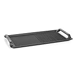 Klarstein Delicatessa Grill Pan - Placa de parrilla para inducción, 43.5 x 3.5 x 23 cm, ranurada para parrilla y saltar, de hierro, fácil limpieza con revestimiento antiadherente, color negro