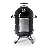 Barbecook Ahumador Barbacoa Oskar S 2 en 1, ahumador y Barbacoa para ahumar en frío y en Caliente, con Parrilla Ø 40cm, Negro, 58x50x86cm