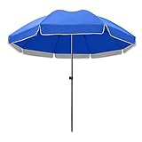 NOALED Sombrilla de jardín grande, sombrilla de patio redonda, protección UV UPF50+ sombrilla de balcón, adecuada para puestos comerciales, playas, barbacoas, camping (azul 3,2 m)