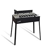 Bruzzzler Barbacoa mangal, barbacoa de carbón para pinchos schaschlik, de kebab y de verdura, funciona con pilas, para 8 pinchos, acero inoxidable, 4 patas extraíbles