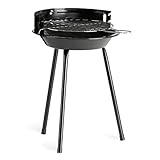 LANDMANN Barbacoa redonda de carbón vegetal, barbacoa móvil de carbón vegetal, diámetro aprox. 27 cm, práctica protección contra el viento, soporte seguro gracias a 3 patas estables [negro]