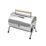 xinxinchaoshi Parrilla de carbón de leña portátil Mini Lightweight BBQ Smoker Grill para barbacoas al Aire Libre Camping Backyard Garden Picnic Playa Playa, Acero Inoxidable, Plata