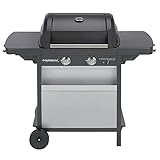 Campingaz 2 Series Classic LX Vario Barbacoa a Gas, BBQ con 2 Quemadores, 7.5 KW, Plancha y Parrilla de Acero Estampado, 2 Mesas Laterales, Color Antracita