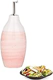 WIN&JLCZ Botella de Aceite de Oliva o vinagre antifugas, dispensador de Botella de Aceite de Oliva o vinagre de cerámica Artesanal de 450 ml, Lata de Almacenamiento de Salsa de Soja (Color: Rosa)