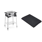 SEVERIN Barbacoa SENOA BOOST S con parrilla de acero inoxidable y bandeja de almacenaje + Algon AA237 Funda, apta para barbacoas rectangulares, negro, 80 x 47 x 84 cm