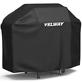 Velway Funda para Barbacoa Impermeable, Cubierta BBQ de Parrilla 210D Oxford Protector, Anti-Viento/Anti-Polvo/Anti-Humedad, Resistente al Desgarro/Agua/Lluvia/Nieve/Sol, 147x61x117cm Negro