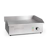 Klarstein Plancha Cocina Eléctrica Profesional l Plancha Barbacoa Acero Inoxidable 54,5 x 35 cm, Temperatura 50-300 °C, 3000W l Plancha Cocina Electrica con Bandeja Recoge Grasa, Antisalpicaduras