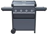 Campingaz Barbacoa Gas 4 Series Select S, BBQ de Gas, 4 quemadores de acero inoxidable, 1 hornillo lateral, tapa con termómetro, InstaClean Aqua, Culinary Modular System, 13.6 kW