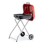 KEKAI Barbacoa de Carbón Portátil Plegable con Ruedas para Facilitar el Transporte Flathead 50x47x79 cm Ocupa el Mínimo Espacio de Forma Cuadrada en Color Rojo