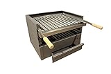 Cajón para Barbacoa con Parilla Inoxidable, barbacoa 50x41 CM carbón y leña con 3 alturas y cajón para cenizas.