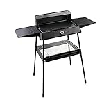 Jata JEBQ1002 Barbacoa eléctrica, Sobremesa o con Patas, Sin humos ni olores, Superficie 400 x 240 mm, 1800 W, Parrilla 2 alturas, Bandeja Acero Inoxidable, Desmontable, Negro