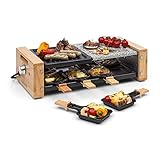 Klarstein Chateaubriand Nuovo Raclette con Piedra Natural - Barbacoa Raclette , Parrilla , 1200 W , Aluminio/Piedra , 8 Personas , Regulable , Acero Inoxidable , con Accesorios , Negro-Marrón