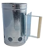 Spetebo Encendedor de carbón de metal con mango de madera. Encendedor de carbón con escudo térmico