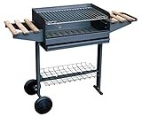 IMEX EL ZORRO 71760 Barbacoa con Parrilla Cincada, Ruedas y Bandejas, Negro, 120 x 42 x 86 cm