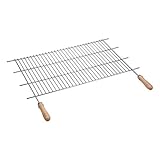 Sauvic Parrilla Barbacoa Recortable 62,5-72,5 cm. x 40 cm. con Mangos de Madera, zincada