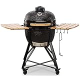 Kamado Barbacoa - Parrilla Ceramica Media Negra BBQ - Ideal para Uso en Exterio - Barbacoa Terraza - Barbacoa Japonesa - Smoker BBQ - Barbacoa Carbon De Mesa - Barbacoa Ø 51cm