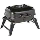 Outsunny Barbacoa de Carbón Portátil al Aire Libre Parrilla de Carbón Plegable Barbacoa de BBQ Vegetal Tamaño Compacto Facil Llevar para Exterior Acampada 59x43x39cm