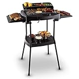 oneConcept Dr. Beef II Gusto Edition - Parrilla eléctrica, Grill eléctrico, Potencia máxima 2000 W, 900 cm², Temperatura ajustable, Circuito de seguridad, Base extraíble, Desmontable, Negro