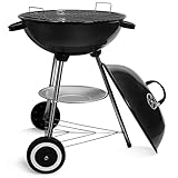 SunJas Barbacoas Portátiles Barbacoas de Carbón Asador Parrilla con Ruedas para Jardín Exterior BBQ con Soportes Facil Movimiento (46L ×44W ×70H)