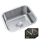 Fregadero De Cocina De Acero Inoxidable, 1 mm De Espesor Fregaderos De Una Cubeta/Con Almohadilla Silenciadora/Para Uso Doméstico Cocina Bar Pequeño Restaurante- Con El Kit De Bajante