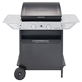 Campingaz Xpert 200 L Vario Barbacoa Gas, BBQ gas con 2 quemadores, 7.1kW de portencia, Parrila y Plancha de acero esmaltado , 2 Mesas laterales y Carro de acero