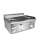 Romux® - Barbacoa Piedra Volcánica a Gas 70 cm Sobremesa | Barbacoa Industrial de Calidad Profesional para Restaurantes y Empresas de Catering Conserva Todo el Sabor Bebido a su Piedra Volcánica