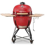 Kamado Barbacoa - Parrilla Ceramica Grande Roja BBQ - Ideal para Uso en Exterio - Barbacoa Terraza - Barbacoa Japonesa - Smoker BBQ - Barbacoa Carbon De Mesa - Barbacoa Ø 59cm