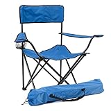 THE SECRET HOME - Silla de Camping Plegable con Reposabrazos - Color Azul - Asiento Portátil y Ultraligero para Exteriores - Ideal para Acampada, Camping, Pesca, Trekking