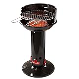 Barbecook Loewy 40 Barbacoa de Carbon con Cortavientos, Barbacoa Redonda con QuickStart y QuickStop, Ajustable en 3 Posiciones, Acero Inoxidable, Parrilla de Ø 40 cm