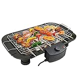 Sin Humo Portatil Grill Bbq Para Terraza Con Bandejas Agua De Gote Control De Temperatura, Área De Parrilla 36 X 23 Cm 2000 Vatios, Negro