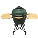 JOMO Kamado Parrilla de carbón de cerámica, 61 cm Verde Oliva, Adecuada para 8-10 Personas