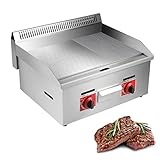 Exterior Gas Plancha BBQ LPG Quemadores Portátil Barbacoa Acero Inoxidable Hierro Fundido Placa Acero Inoxidable Cuerpo para Barbacoa de Jardín, Picnic al Aire Libre, Apto para Gas Butano,722