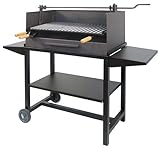 Imex El Zorro 71540 - Barbacoa con elevador, bandeja metálica y parrilla inox, 72 x 40 x 100 cm, color negro