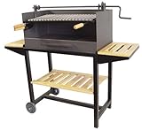 Imex El Zorro 71541 - Barbacoa con elevador, bandeja madera y parrilla inox, 50 x 40 x 100 cm, color negro