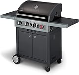 Enders Boston Black 4 IK Turbo barbacoa gas - Barbacoa de gas con infrarojos, Heat Range, cocina integrada y almacenaje para bombona gas - Barbacoa gas exterior con 4 Quemadores #8863633