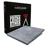 Cuore Lavico - Placa refractaria en piedra volcánica del Etna, ideal para pizza, medidas 39 x 35 x 2 cm, placa refractaria para horno eléctrico / gas y barbacoa. Made in Italy