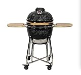 Kamado Jomo - Parrilla de carbón de cerámica, 46 cm negra, adecuada para 4-6 personas