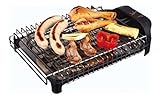 Jata BQ101 Electro Barbacoa Sin Humos Ni Olores Parrilla con 2 Alturas para Cocinar Sano en el interior con Todas las Comodidades 2400 W, Color Negro, 260 mm