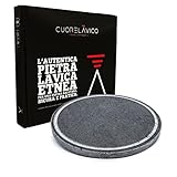 CUORE LAVICO - Placa refractaria de piedra volcánica para barbacoa redonda diámetro 35 grosor 2 cm con escalada recoge grasa - cocción natural para carne pesada y verduras y también para la pizza