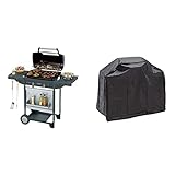 CAMPINGAZ Barbacoa a Gas Piedra Lava Texas Re.Volution S, con 2 quemadores de Gas compactos, Quemador Lateral, 8,2 kW, mesas Laterales y Carro de Acero + Landmann 0276 Funda para barbacoas