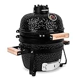 VONROC Barbacoa Kamado 13 Pulgadas - Ø27cm Superficie de cocción - Barbacoa de carbón - cerámica - sobremesa - Incl. Base, termómetro, colocador de Platos y Cubierta para la Lluvia