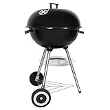 SunJas Barbacoas Portátiles Barbacoas de Carbón Asador Parrilla con Ruedas para Jardín Exterior BBQ con Soportes Facil Movimiento (46L ×44W ×70H)