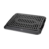 Jata BQ108 Barbacoa eléctrica para usar en interiores, Sin humos ni olores, 1250 W, Superficie 320 x 260 mm, Desmontable, Bandeja para recoger las salsas, Fácil limpieza, Antiadherente, Negro