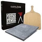 Cuore Lavico - Kit de placa refractaria en piedra volcánica del Etna, ideal para pizza, medidas 39 x 35 2 cm, incluye pala, horno a gas, eléctrico y barbacoa, pan un producto Made in Italy