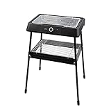 Jata JEBQ1001 Barbacoa eléctrica, Sobremesa o con Patas, Sin humos ni olores, Superficie 400 x 230 mm, 2200 W, Parrilla 2 alturas, Bandeja Acero Inoxidable, Desmontable, Negro